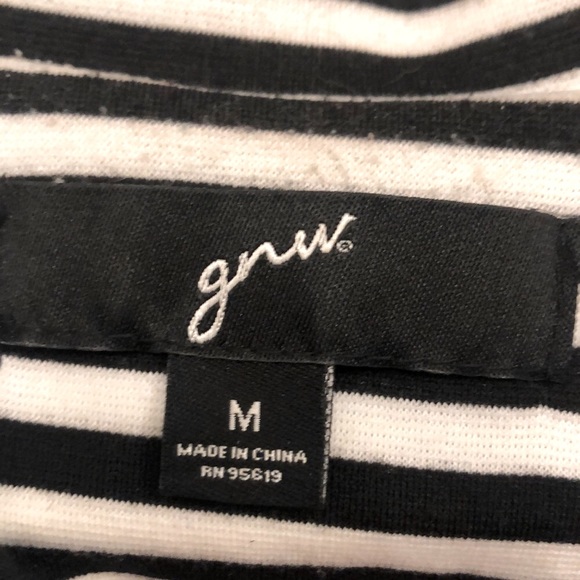 [gnw] Women's Blazer Scrunched 3/4 Sleeves Black & White Striped Size Medium - Picture 11 of 11